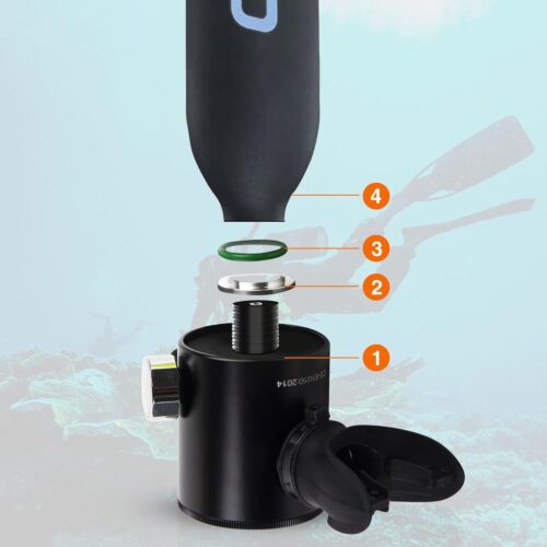 Tanque de buceo GOYOJO de 0,5 l, miniequipo de buceo, sistema de respiración subacuática, cilindro de oxígeno de 6 a 10 minutos, pulmones portátiles, Air Buddy - Imagen 2