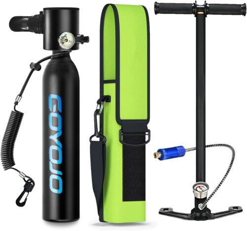 Tanque de buceo GOYOJO de 0,5 l, miniequipo de buceo, sistema de respiración subacuática, cilindro de oxígeno de 6 a 10 minutos, pulmones portátiles, Air Buddy