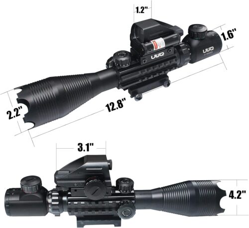 Mira para Rifle táctica 4-16x50, retícula de telémetro iluminada en rojo/verde con mira láser y mira de punto reflejo holográfico - Imagen 2
