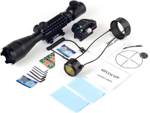 Mira para Rifle táctica 4-16x50, retícula de telémetro iluminada en rojo/verde con mira láser y mira de punto reflejo holográfico - Imagen 3
