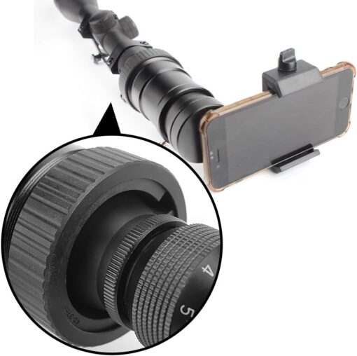 Adaptador para teléfono inteligente con mira para rifle, ajustador de enfoque telescópico rápido y mira para pistola envolvente (diámetro exterior del ocular dentro de 37-46 mm) Adaptador para grabar momentos de caza por teléfono - Imagen 3