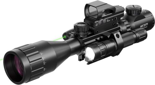 Combo de mira telescópica AO 4-16x50 con láser verde, mira réflex y linterna con 5 modos de brillo