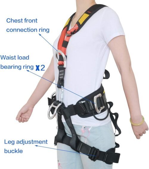 Arnés de escalada SOB, arnés de escalada de árboles de medio cuerpo para hombres, arnés de seguridad de cintura gruesa y ancha para arnés de arbolista, arnés de cinturón de seguridad para trabajo de rescate en altura - Imagen 5