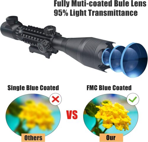 Mira para Rifle táctica 4-16x50, retícula de telémetro iluminada en rojo/verde con mira láser y mira de punto reflejo holográfico - Imagen 6