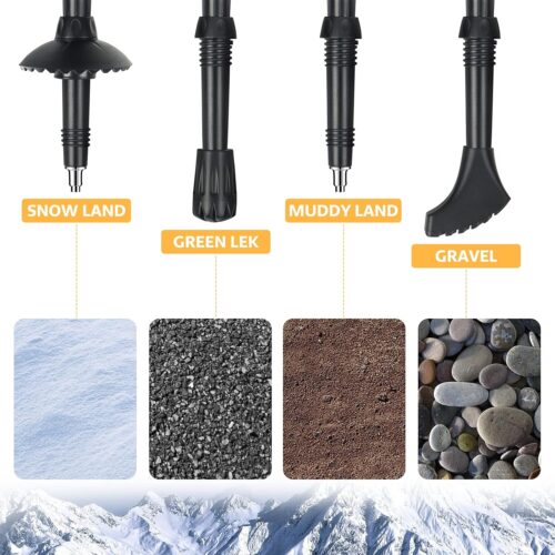 Covacure Bastones de Senderismo Bastones de Trekking Plegables - Bastones de Senderismo de aleación de Aluminio 7075 para Senderismo con diseño telescópico y Plegable de Tres Pliegues Equipo de Senderismo para Mujeres Hombres, Senderismo, Camping, Escalada - Imagen 5