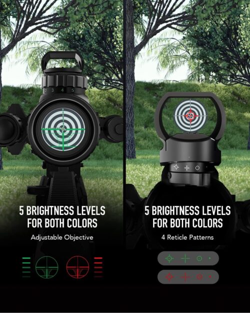 Combo de mira telescópica AO 4-16x50 con láser verde, mira réflex y linterna con 5 modos de brillo - Imagen 6