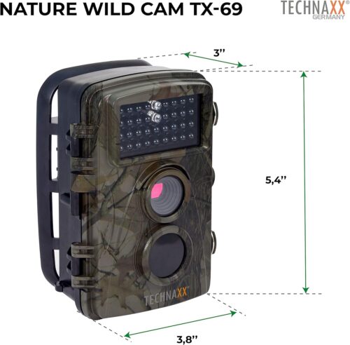 Nature Wildlife Cam TX 69 Cámara de vigilancia exterior Full HD Cámara de vida silvestre Visión nocturna 12MP 1080P Detector de movimiento impermeable Trampa fotográfica, Negro - Imagen 7