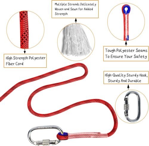 Cuerda de escalada para interiores y exteriores, cuerda estática para escalada en roca para cuerda de escape, equipo de escalada en hielo, cuerda de rescate de seguridad contra incendios, con guantes antideslizantes - Imagen 2