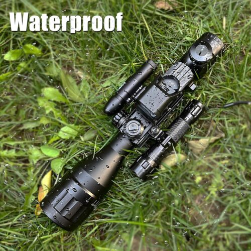 Mira para rifle AO 4-12 y 16X50 Retícula de telémetro iluminada en rojo/verde con láser verde - Mira de punto rojo con reflejo holográfico - Linterna con 5 modos de brillo - Imagen 3