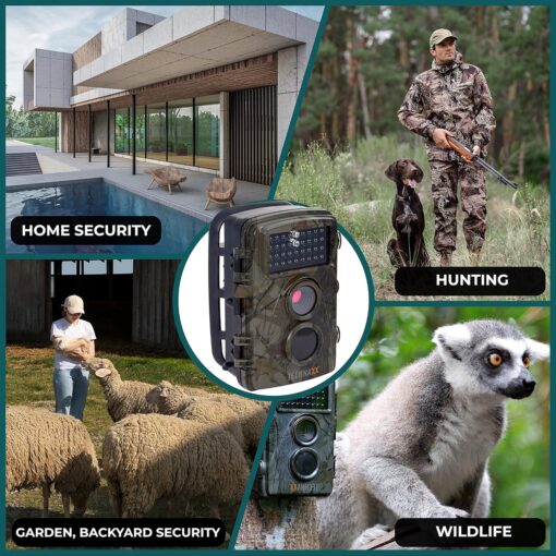 Nature Wildlife Cam TX 69 Cámara de vigilancia exterior Full HD Cámara de vida silvestre Visión nocturna 12MP 1080P Detector de movimiento impermeable Trampa fotográfica, Negro - Imagen 4