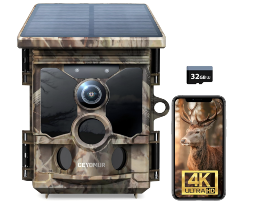 Cámara solar 4K 30fps, cámara de rastreo WiFi de 46MP con visión nocturna, activación de movimiento de 0.1s, cámara de juego con detección de 120°