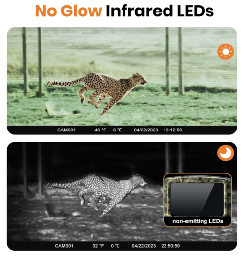 Cámara de rastreo y caza 4K 48 MP, visión nocturna, activación por movimiento 0.05 s, impermeabilidad IP66, ángulo de 130°, 46 LED infrarrojos sin brillo para vida silvestre al aire libre - Imagen 3