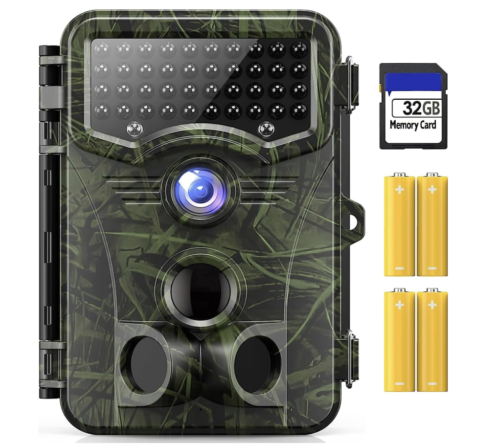 Cámara de rastreo 4K de 32 MP, cámara de juego con visión nocturna 0.1s Activado por movimiento, lente ancha de 120 °, cámara de caza IP66 con 40.