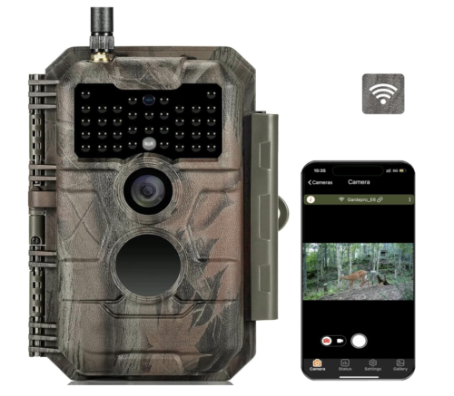 Cámara E6 Trail WiFi de 24 MP 1296P Cámara de juego sin brillo de visión nocturna activada por movimiento, impermeable para vida silvestre, caza