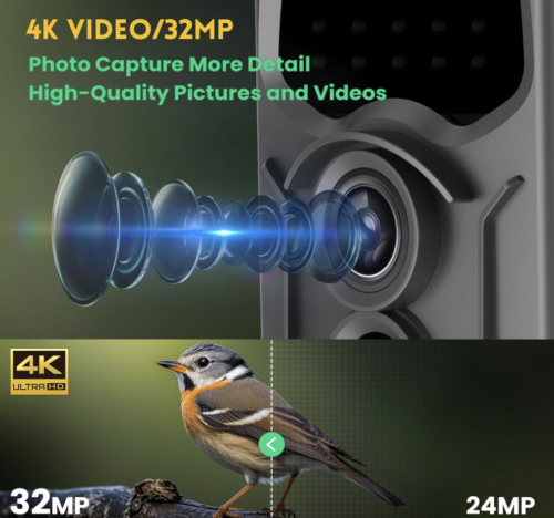 Cámara de rastro de visión nocturna activada por movimiento, cámara de juego 4K 32MP 0.2s Activada por movimiento, cámara de juegos activada - Imagen 2