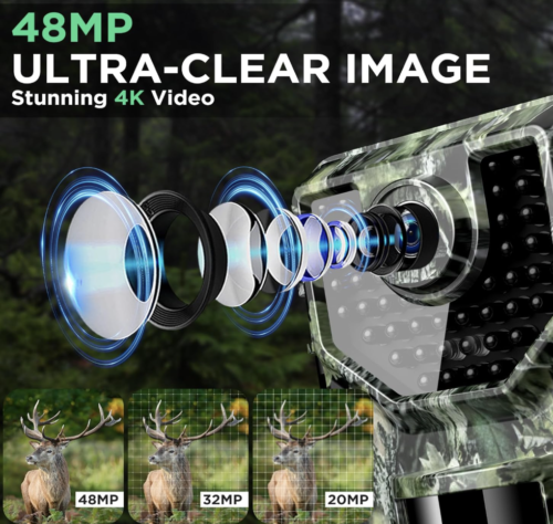 Cámara de rastreo 4K 48MP, cámara de juego con visión nocturna - Imagen 2
