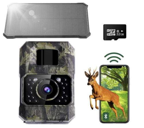 Cámara solar de rastro 48MP 30FPS, cámara de juego WiFi Bluetooth