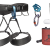 Paquete de arnés de escalada en roca Momentum para hombre con arnés, bolsa de tiza, tiza, mosquetón de bloqueo y dispositivo de seguridad
