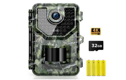 Cámara de rastreo 4K 48MP, cámara de juego con visión nocturna 0.05s tiempo de disparo activado por movimiento lente de 130 ° de ancho, cámara de rastreo IP66