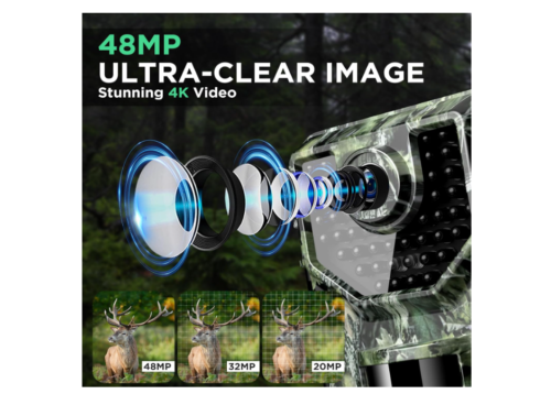 Cámara de rastreo 4K 48MP, cámara de juego con visión nocturna 0.05s tiempo de disparo activado por movimiento lente de 130 ° de ancho, cámara de rastreo IP66 - Imagen 2