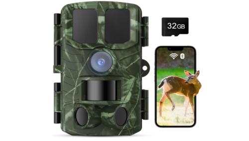 Cámara de rastro WiFi 4K 48MP Cámaras de juego con visión nocturna 32G tarjeta SD 0.2s Tiempo de activación Activado por movimiento