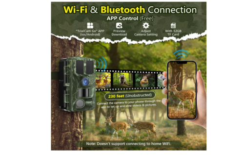 Cámara de rastro WiFi 4K 48MP Cámaras de juego con visión nocturna 32G tarjeta SD 0.2s Tiempo de activación Activado por movimiento - Imagen 2