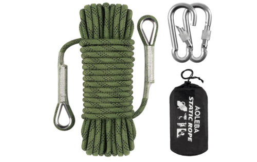 Cuerda de escalada estática de 0.413 in (32 pies), 20 pies, 98.4 ft, 96 pies, 164.0 ft, 229.7 ft, cuerda de escalada en roca para exteriores, cuerda de escape