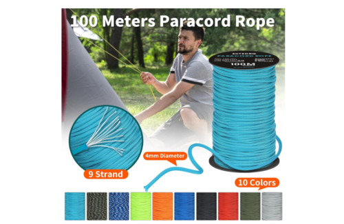 Cuerda Paracord de 328.1 ft 0.157 in Cuerda de encuadernación para acampar al aire libre (negro) - Imagen 2