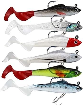 Señuelos para Bass Jig Head Soft Swimbait, paquete de 6 cebo - Imagen 7