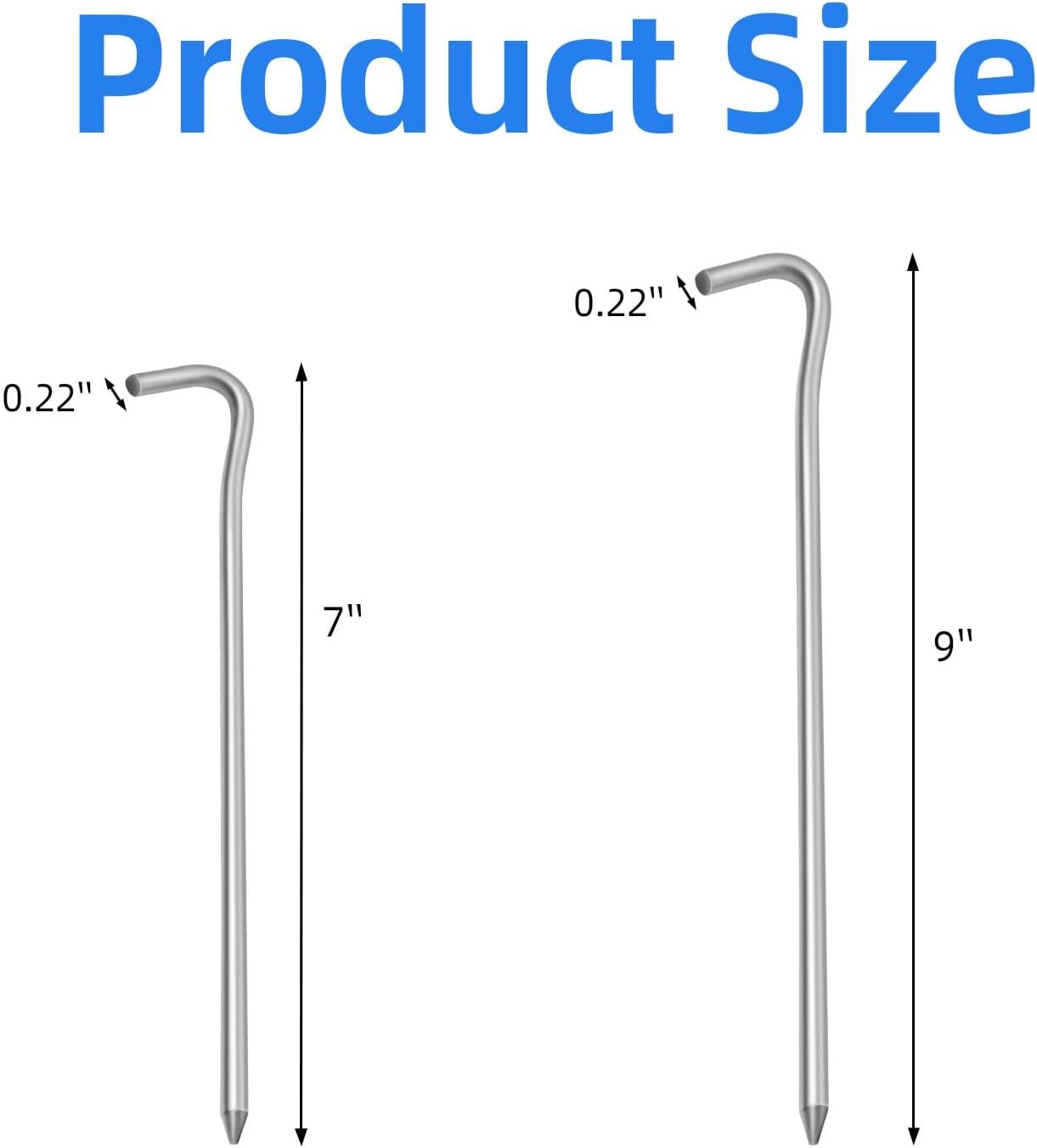 Estacas de tienda de campaña de 7 pulgadas, estacas de lona - Imagen 2