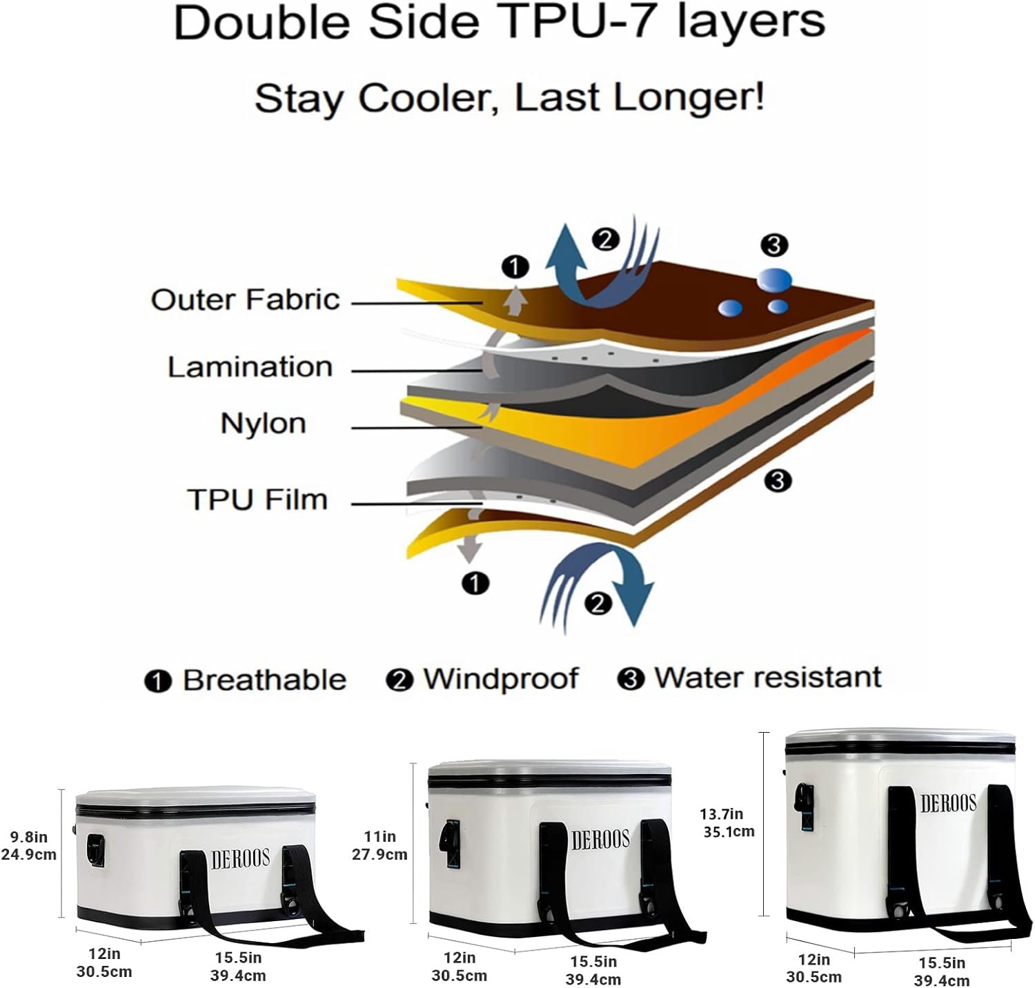 DEROOS - Bolsa enfriadora suave de 18/27/35 latas, 72 horas, - Imagen 4