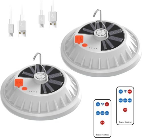 Paquete de 2 faroles solares para acampar DIBMS LED portátil