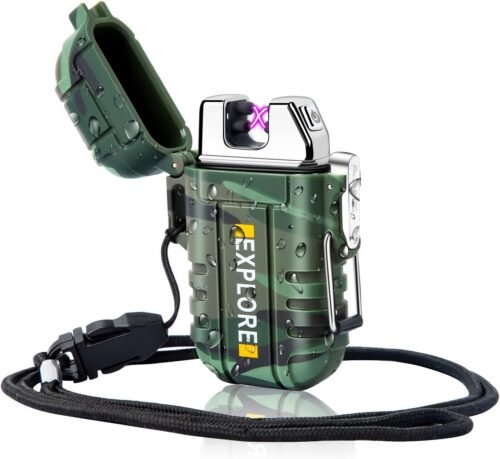 LcFun - Encendedor impermeable, a prueba de viento, de doble