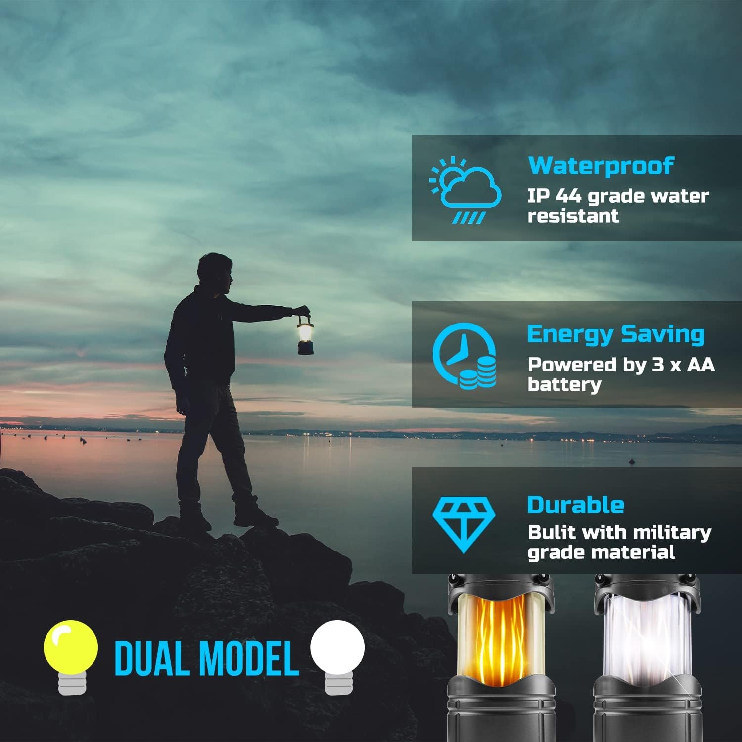 Lichamp Paquete de 4 linternas LED para campamento, velas pl - Imagen 5