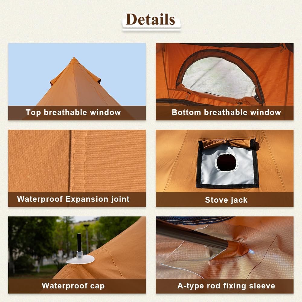TOMOUNT Tienda de campaña de lona con gato de estufa, uso pa - Imagen 6