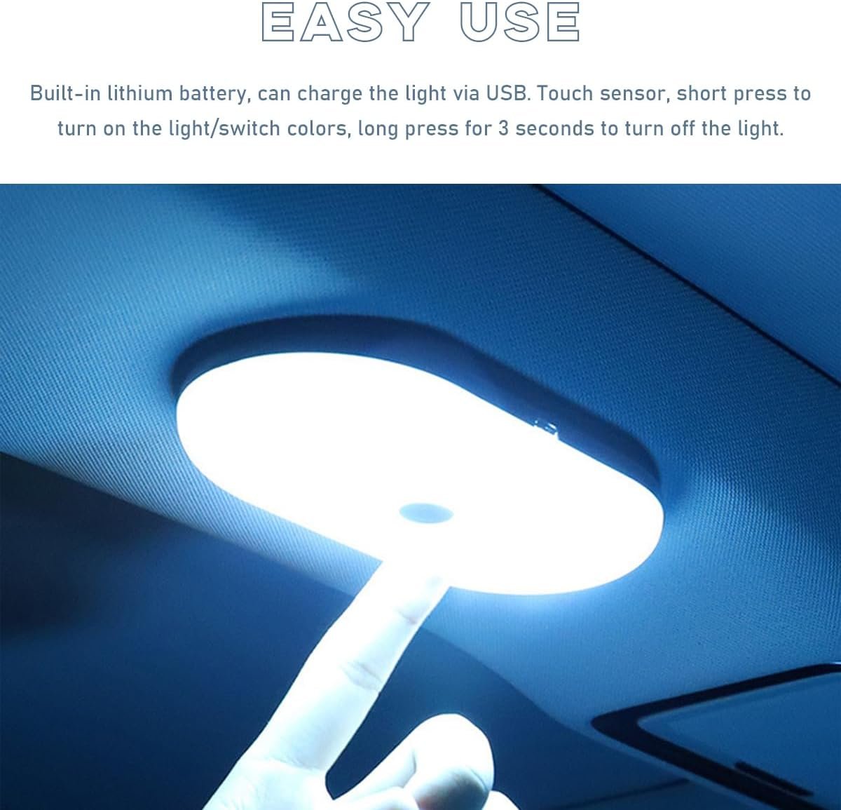 Luz de techo interior de automóvil, luz de lectura de cúpula - Imagen 3