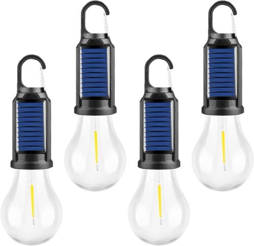 MODOAO Paquete de 4 linternas solares LED para campamento, l