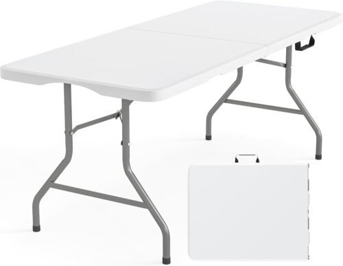 Mesa plegable de 6 pies, resistente, portátil, plegable por