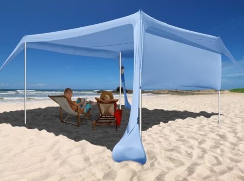 Beach Canopy Tent Shade with Sidewalls 10x10FT, 6.6FT Tall,