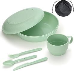 Homquen Kit de 6 piezas para acampar con cuenco, plato, taza