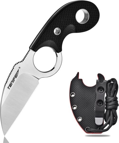 TONIFE Cuchillo pequeño de hoja fija Full Tang EDC para acam