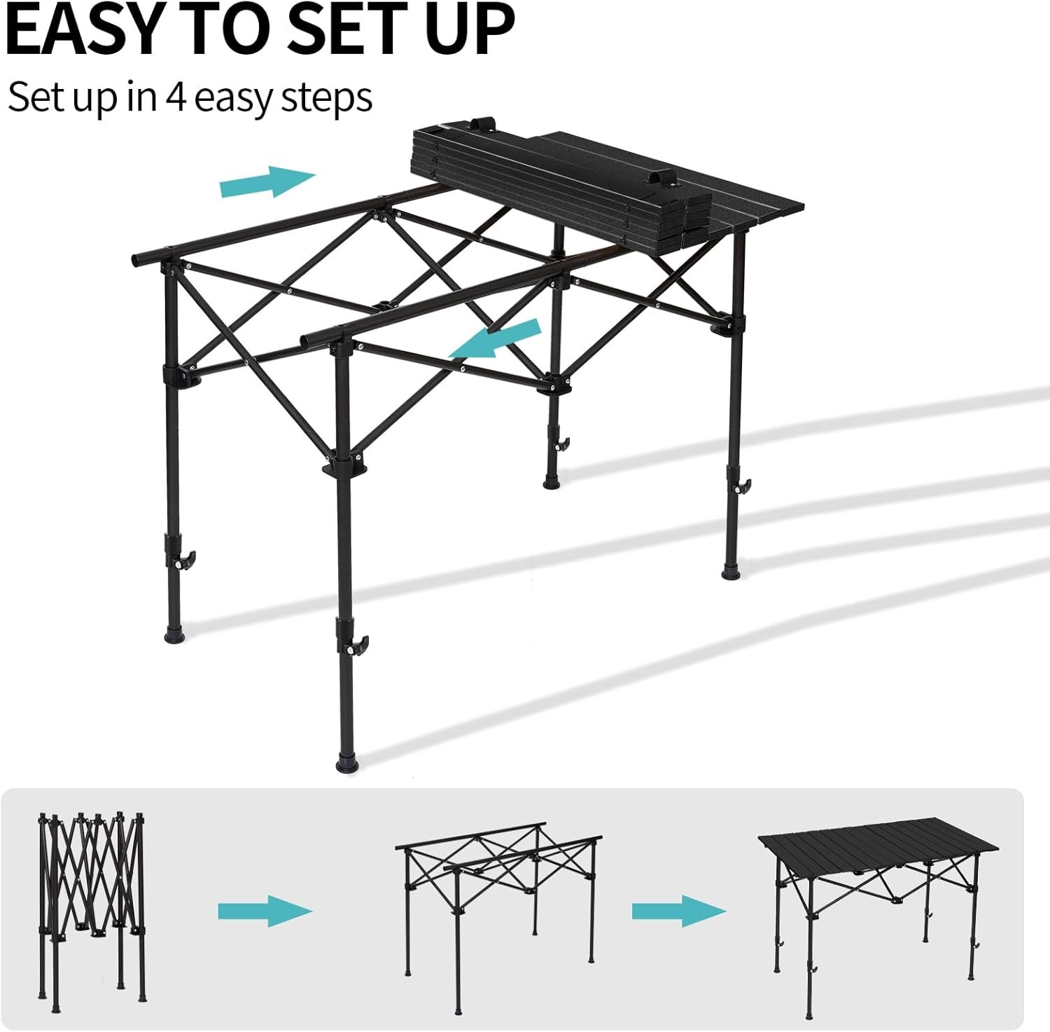 SHANQUAN Mesa de campamento plegable, 46.5 x 21.7 pulgadas, - Imagen 4