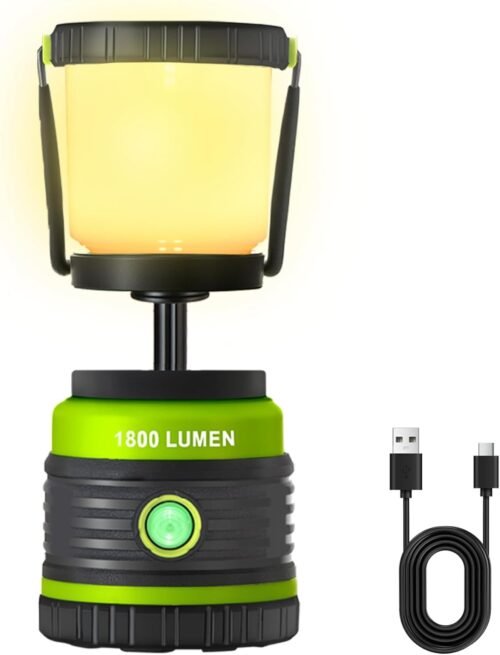 Linterna LED portátil para campamento, 1800 lm, linterna rec