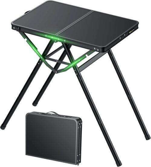 JiGiU Mesa de camping plegable con altura ajustable, mesa pl