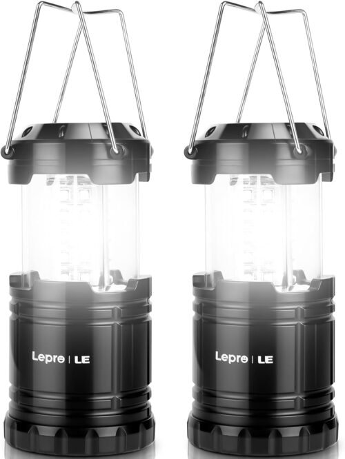 Lepro Faroles LED para campamento con pilas, plegables, resi