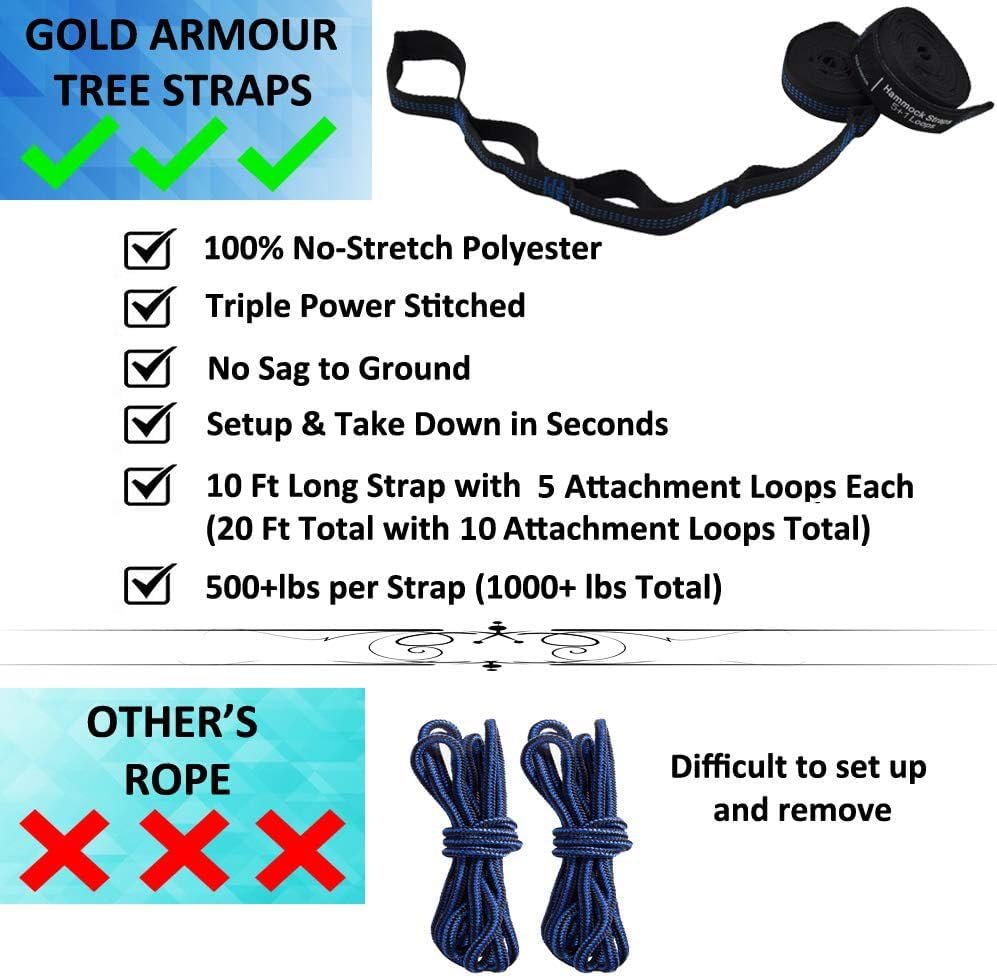 Gold Armour hamaca de campamento, de tela de paracaídas, de - Imagen 3