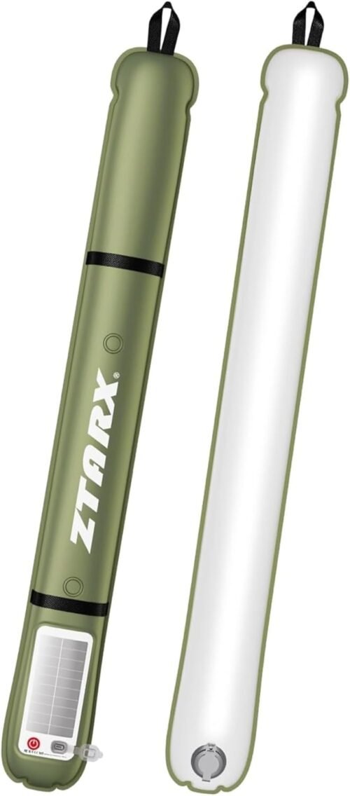 Linterna de tubo solar inflable: solar y recargable por USB,