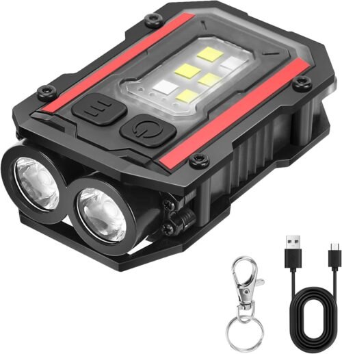 SUNPRO Mini llavero con clip, 8 modos de luz flash de bolsil