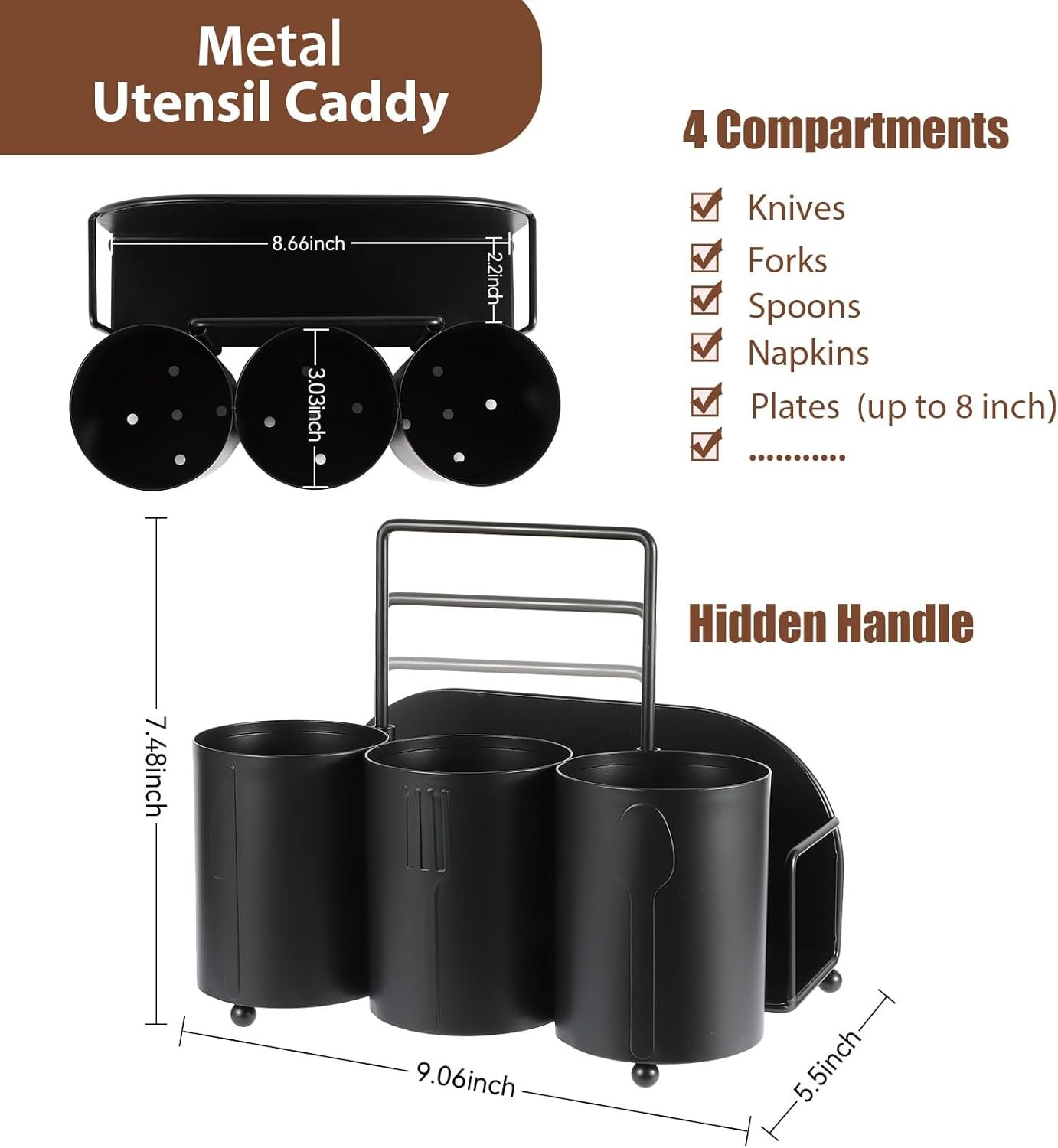 Organizador de utensilios de cocina, tenedor, cuchara, servi - Imagen 4