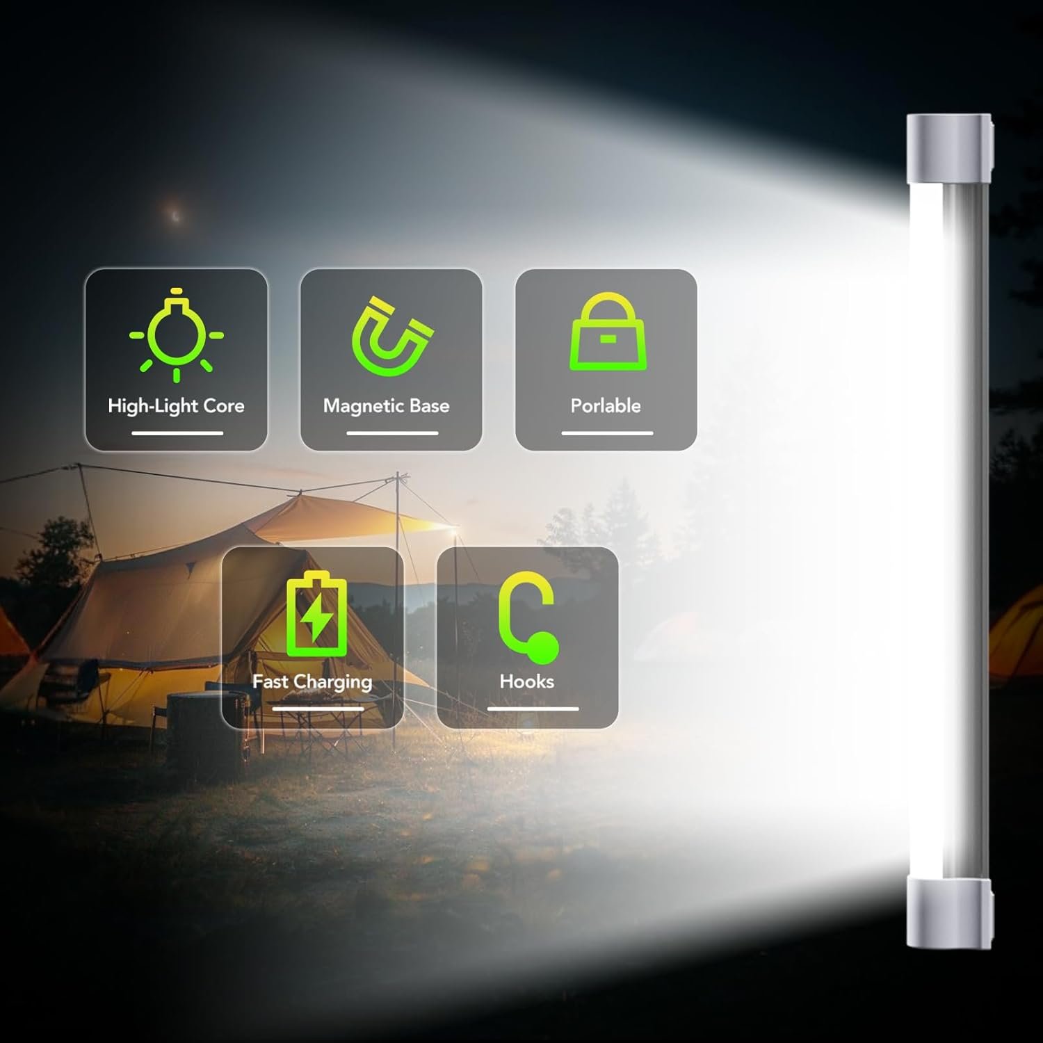 LETOUR Tubo LED de luz magnética, luces de trabajo 6000 lúme - Imagen 6